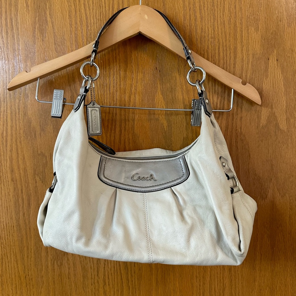 Authentic Coach Purse. White/Ivory with Silver and Additional Strap